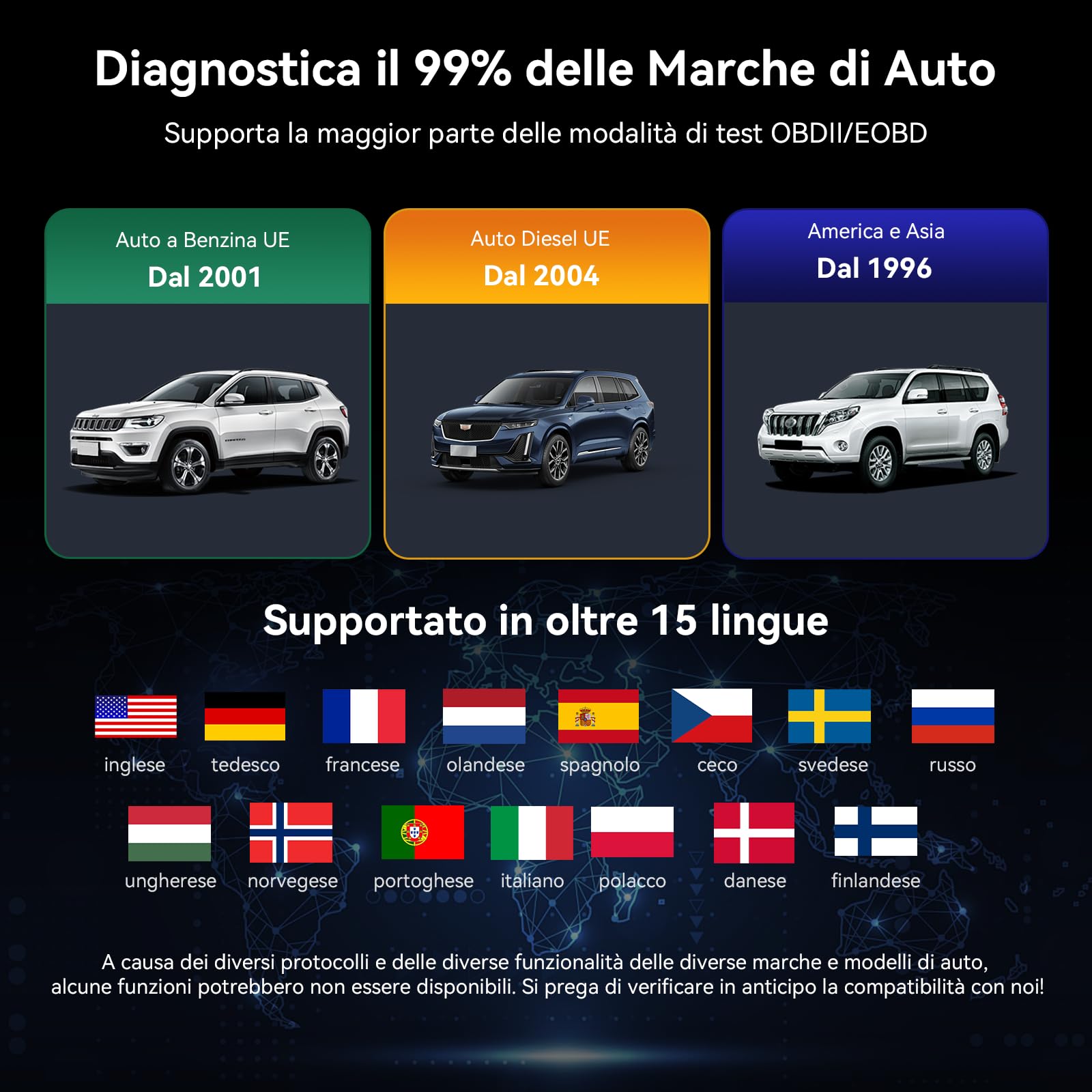 iCarsoft CR Elite OBD2 Auto Diagnostica, Diagnosi Auto Professionale in Italiano, Sistema Motore/ABS/SRS/Trasmissione, 9 Funzioni di Ripristino, Olio/EPB/BMS/ETC/SAS/BLD/INJ/DP-F, Aggiornamento a Vita