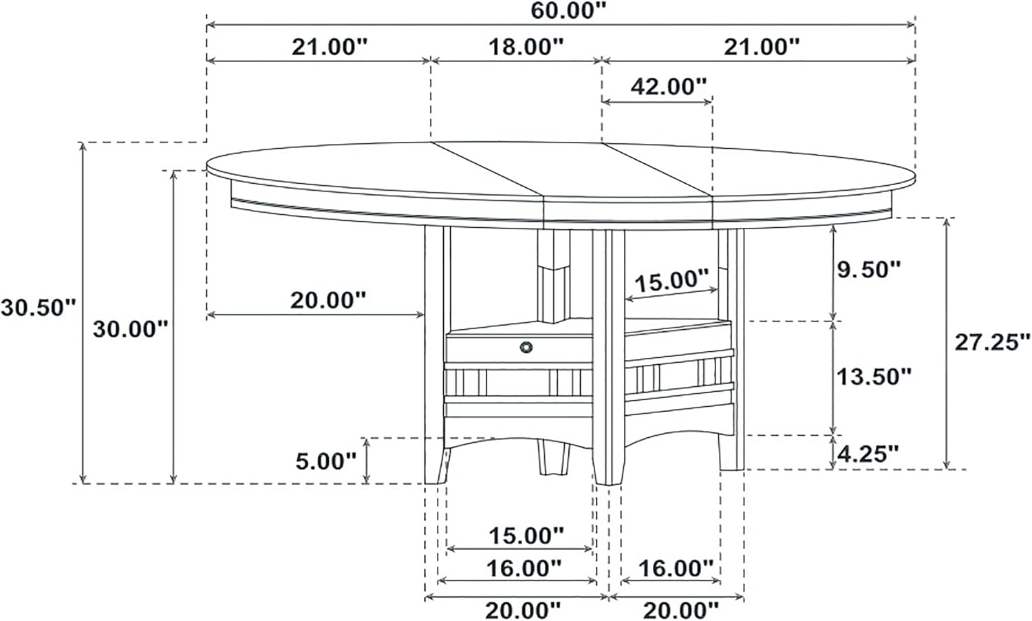 Transitional Medium Grey Extendable Oval Dining Table with Storage