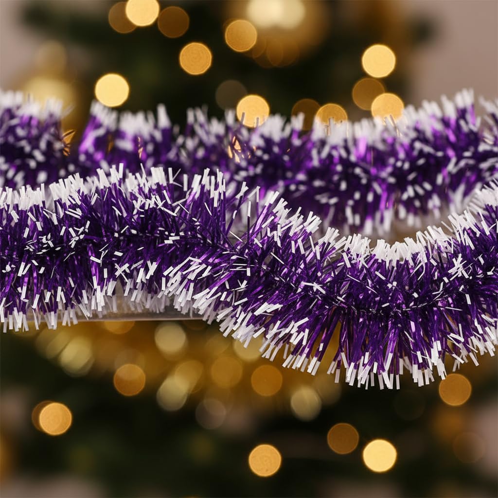Guirlande de Noël en aluminium épais violet, décoration festive de 13,7 mètres
