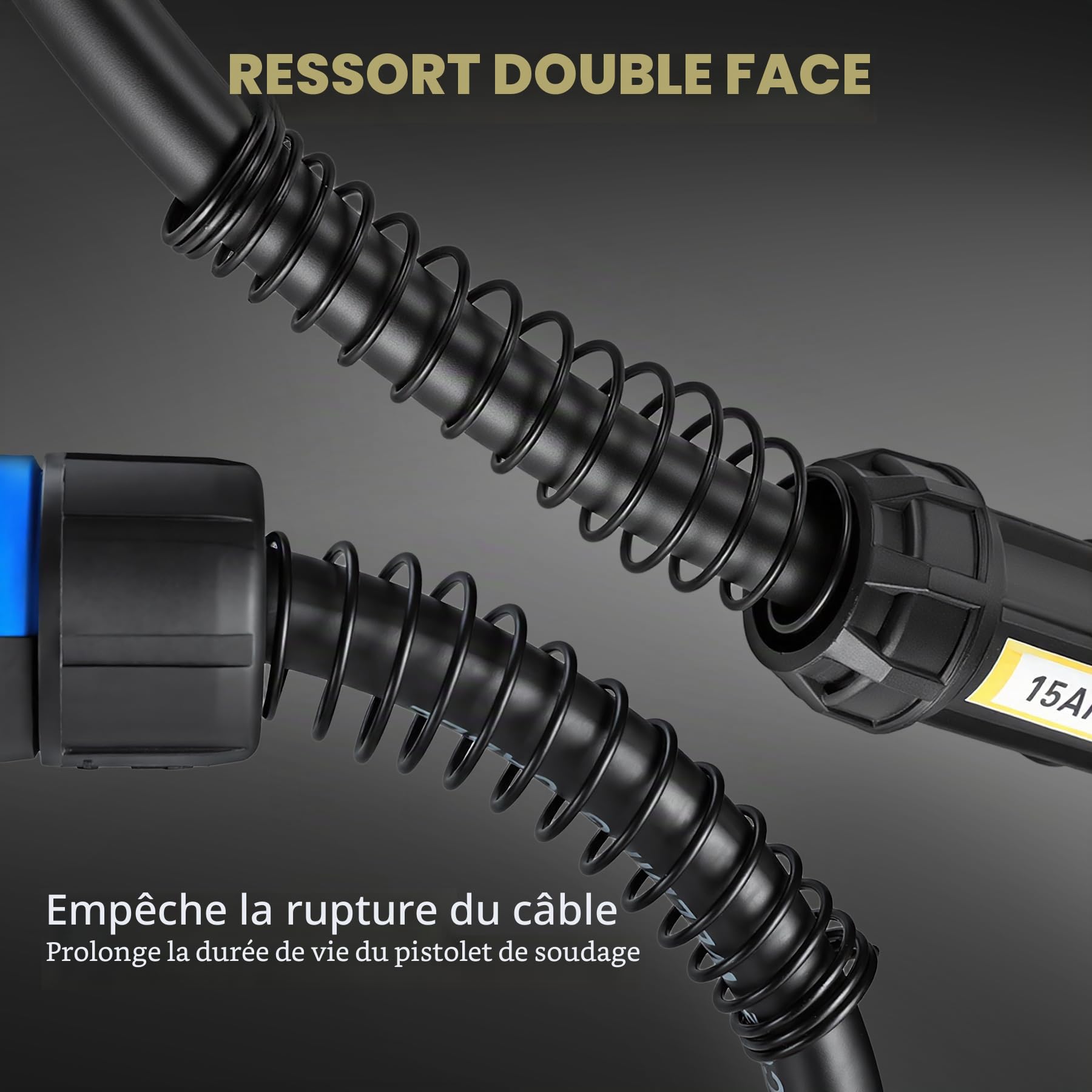 Kit de Torche à Souder MIG/MAG MB15AK 3M avec 22 Pièces accessoires de soudage, Connexions en Cuivre Pur et Poignée Ergonomique, pour le Soudage au CO² en Atelier et Industrie