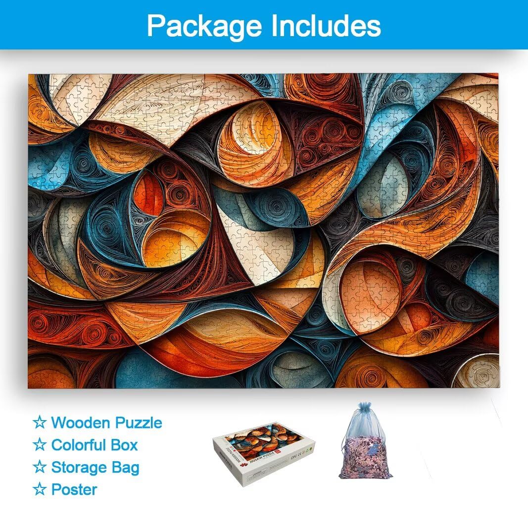 Puzzle 1500 Teile Abstrakt, Holzpuzzle Erwachsene, Klassische Puzzles -2973