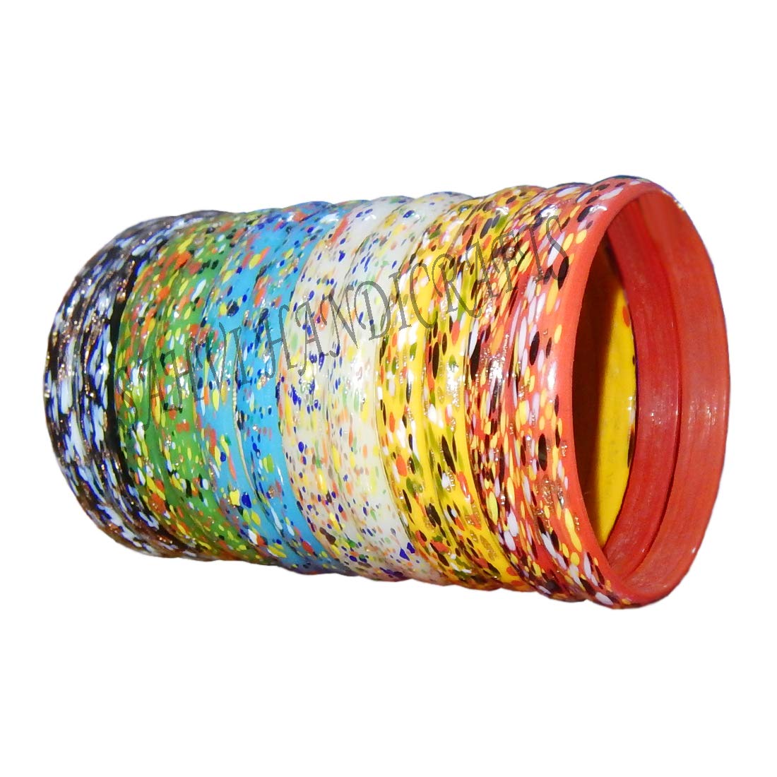 SAHVI HANDICRAFTS Dotted Printed Pattern Glossy Glass Bangle Set for Women (2.6) - Pack of 12 (Multi Color) (B08C4TZZ5X) Amazon Price History, Amazon Price Tracker