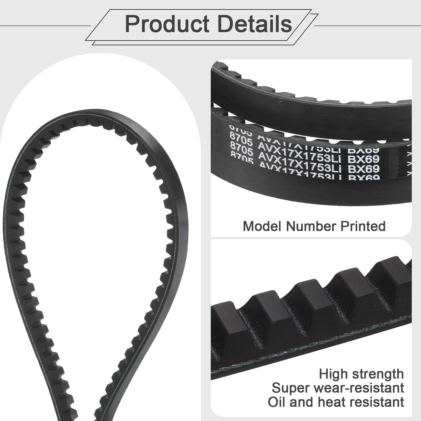 QUARKZMAN 2 Pezzi BX69 Cinghia A V In EPDM Grezza Dentata Industriale Cinghia In Gomma 0.67" Larghezza X 69" Circonferenza Interna