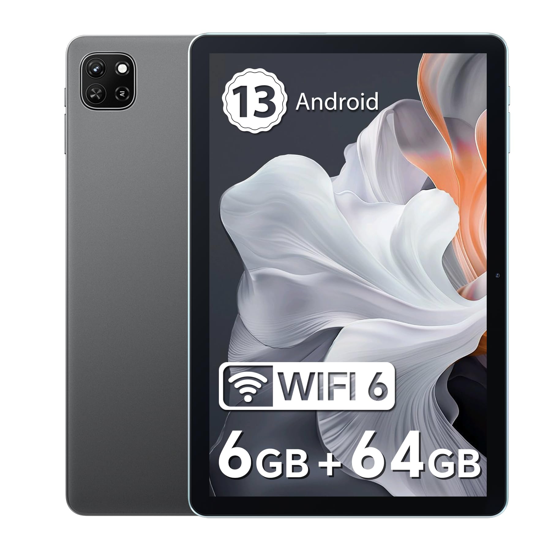 OSCAL PAD 50 WiFi Tablet 10 pollici, Android 13, 6(2+4) GB RAM+64GB ROM(TF 2TB), Widevine L1, 1280 x 800 IPS HD+ Display, WiFi6 Tablet, 5MP+8MP Doppia Fotocamera, 5100mAh, Bluetooth 5.2(Grigio)