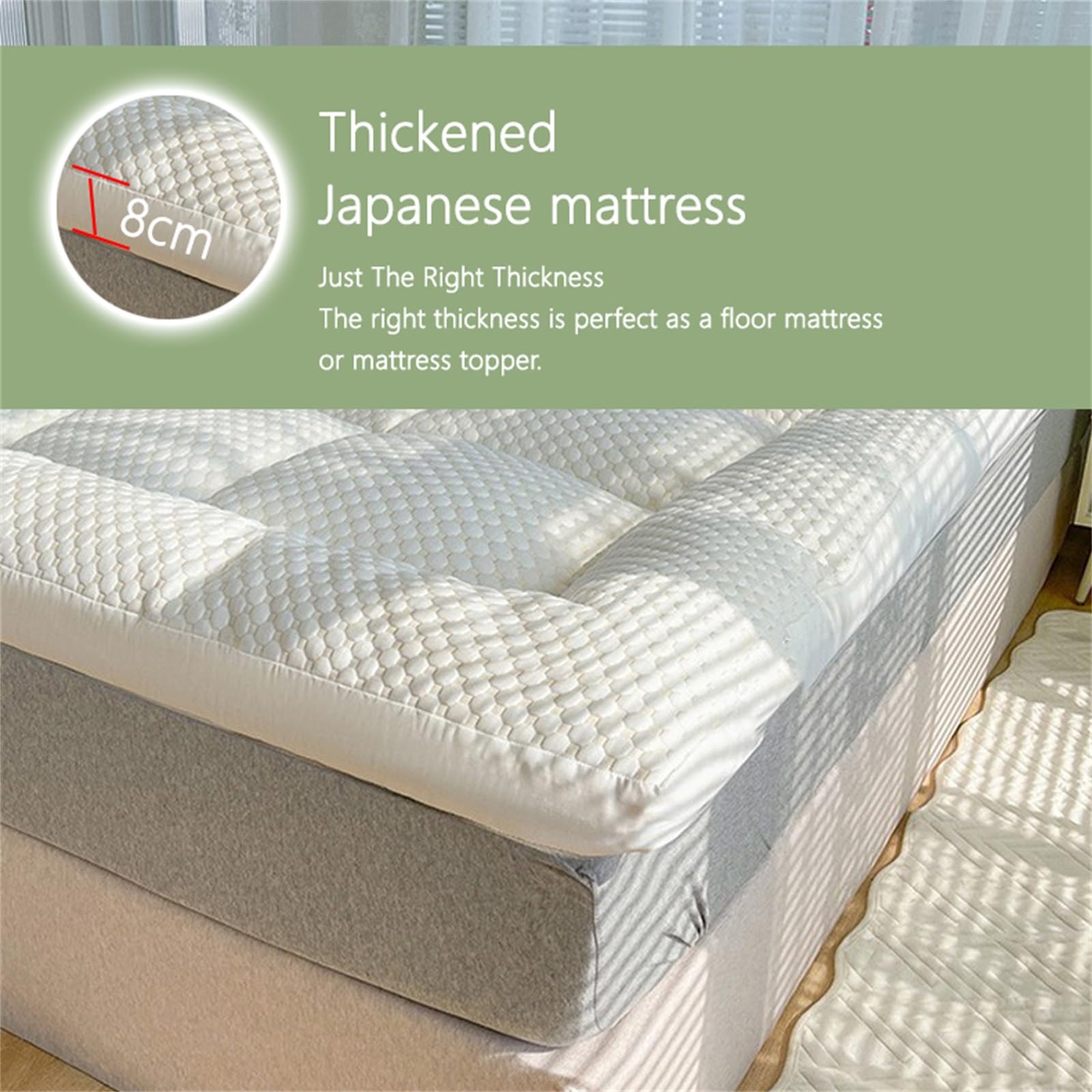 Japoński materac futon, gruba zwijana mata tatami, składana podkładka do spania na kemping, do akademika, pokoju gościnnego, przenośne łóżko podłogowe, wygodne rozwiązanie do spania