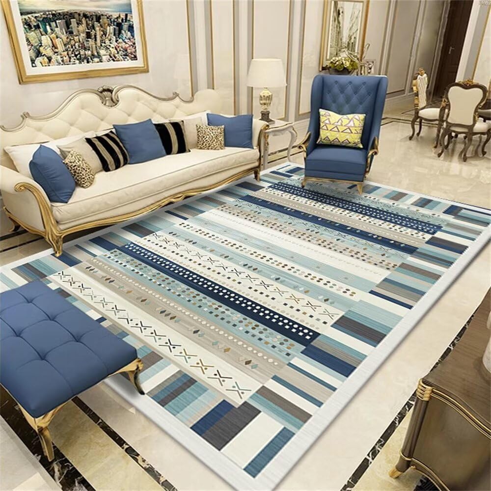 Tapis doux insonorisant lavable gris bleu pour chambre et salon 100X200