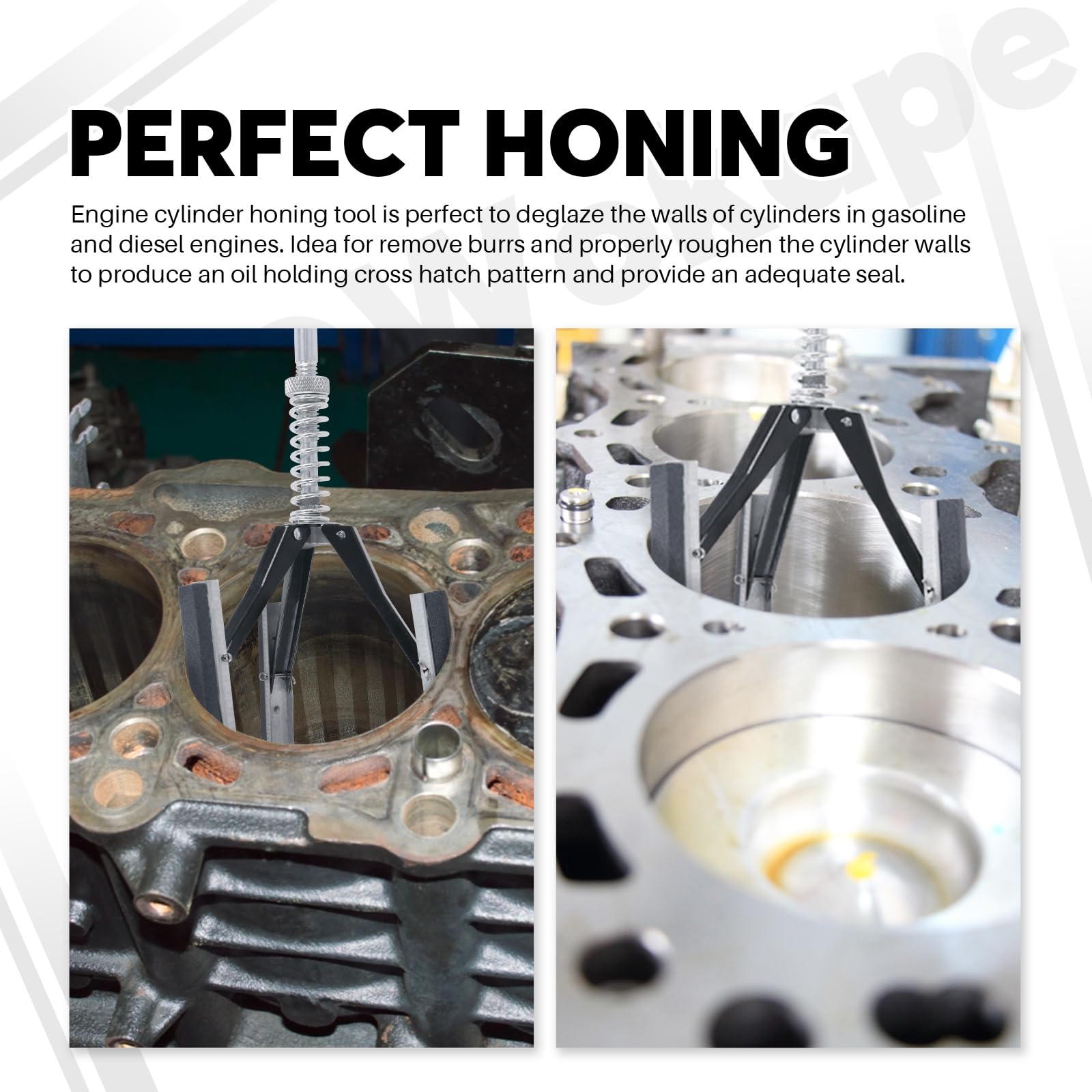 Outil De Déglacage Cylindre Moteur Réglable 1,9 à 17,8 Cm Avec 3 Pierres - Kit Honer