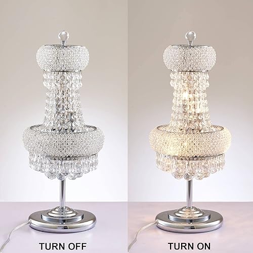Miniatura 3 de BEIRIO 6 luces con acabado cromado estilo imperio clásico K9 bola de cristal para mesita de noche lámpara de noche para sala de estar comedor