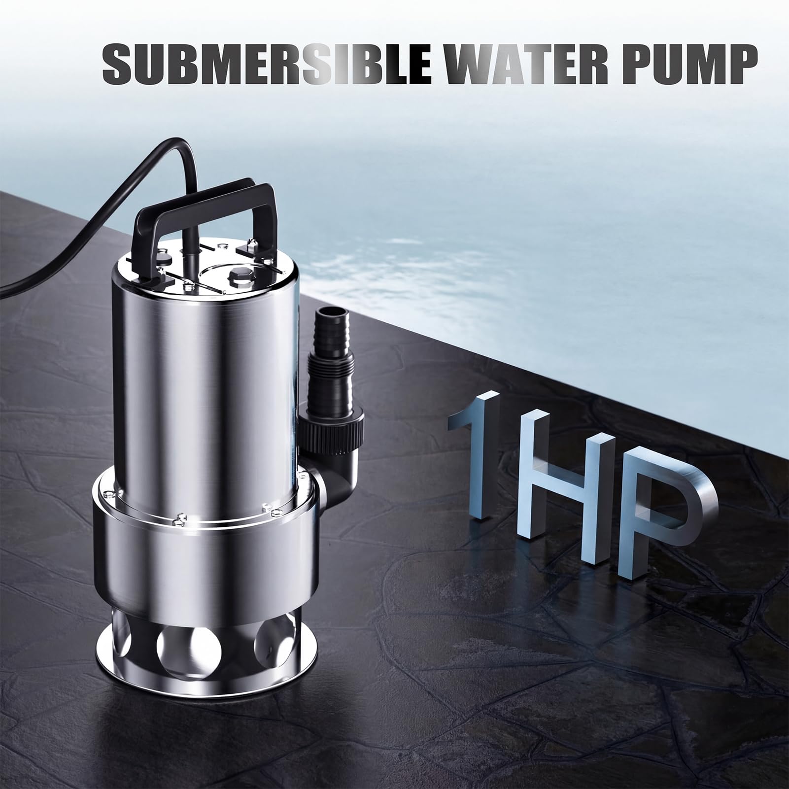 Pompa sommersa per acqua pulita/sporca, in acciaio inox, per seminterrata, stagno, acqua pulita/sporca