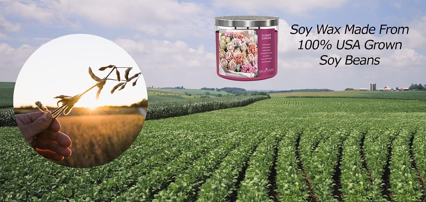 Flower Garden | Pink Peony + Wild Jasmine + Ballerina Rose | Strong, Large 3 Wick Floral Candle | Long Lasting, Highly Scented, Non Toxic Soy | Premium Valentines Gifts for Women Wife Mom Galentines