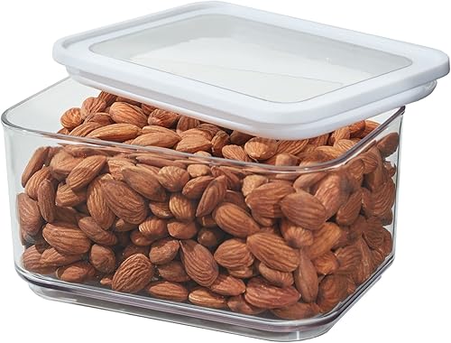 iDesign - Recipiente apilable de plástico reciclado para cocina y despensa, 3.5 tazas, transparenteblanco