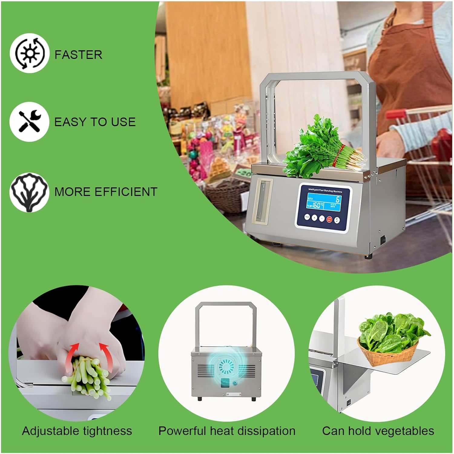 Automatic Bundling Machine Tabletop Industrial Vegetable Bundling Machine Currency Daily Necessities Binding Machine Photoelectric Intelligent Induction for Vegetable