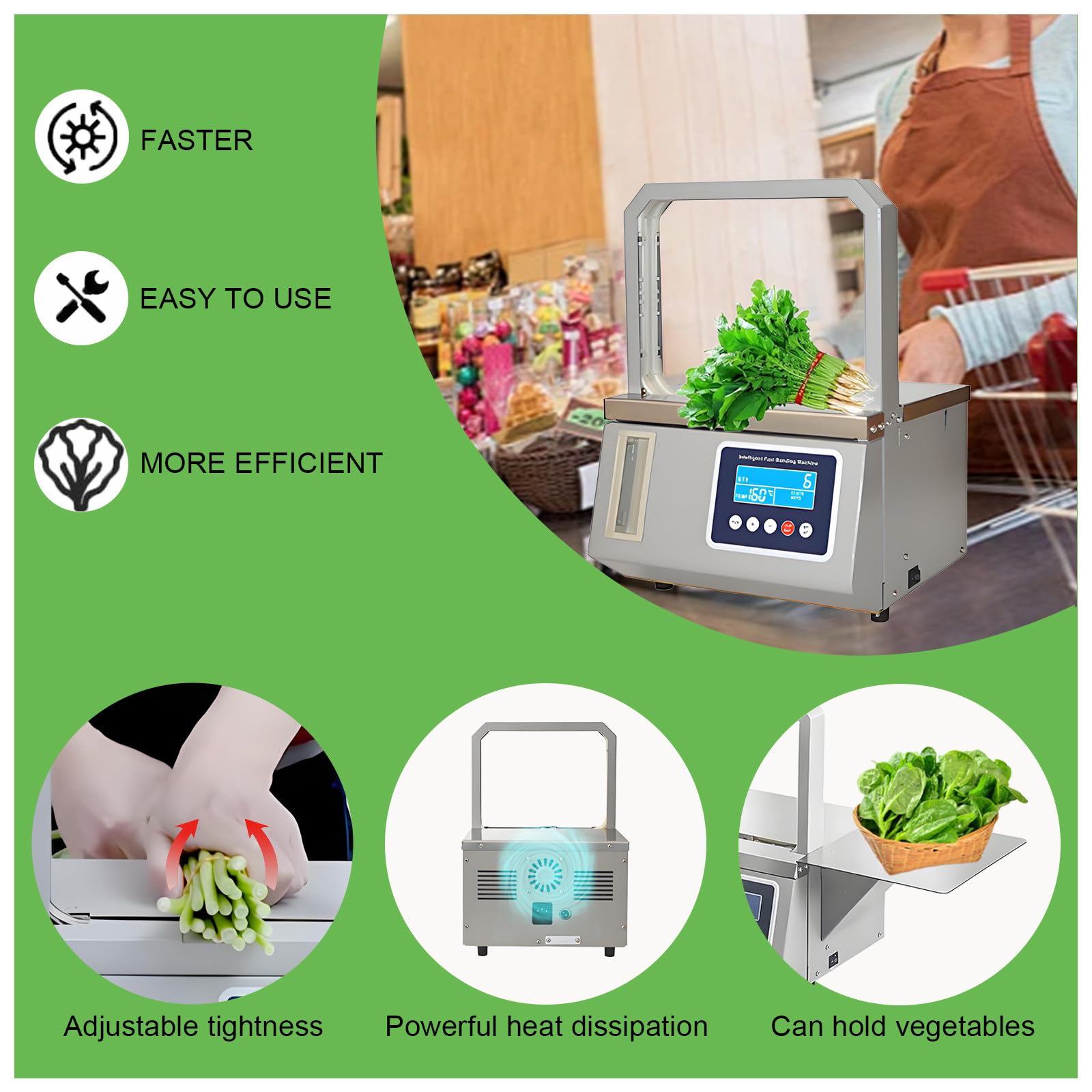 Macchina d'impacchettamento di verdure automatica con induzione fotoelettrica per il legame quotidiano efficiente di necessità