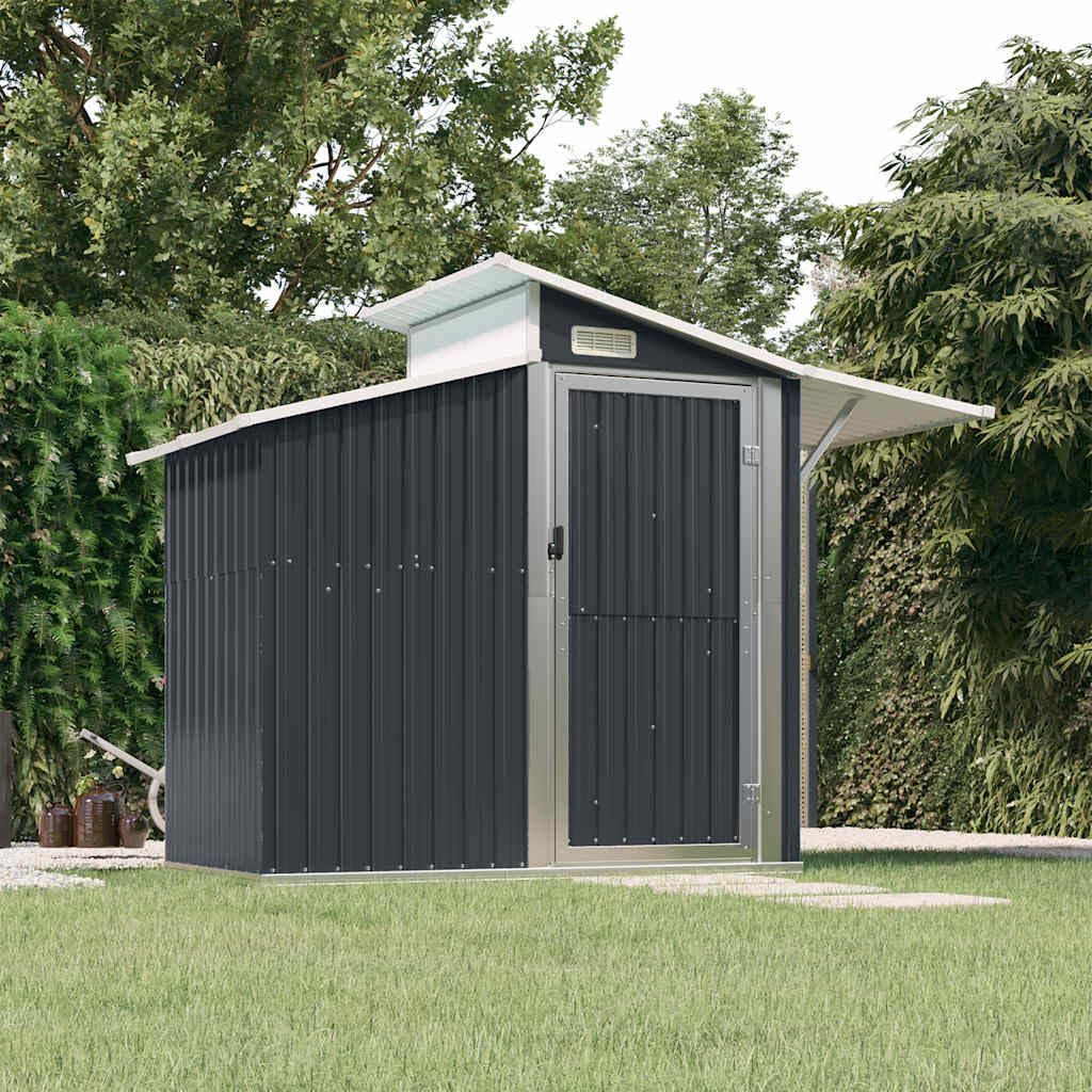 vidaXL Cobertizo de jardín Acero galvanizado Antracita 270x130x208,5cm, cobertizo de jardín para Herramientas, cobertizo de Exteriores, caseta para Herramientas de jardín