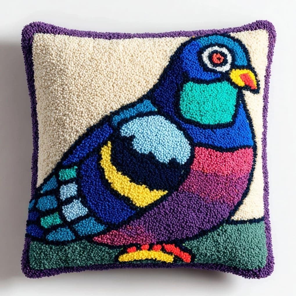 AxiangziK Pre-Printed Latch Hook Pillow Kit,Animal Pigeon