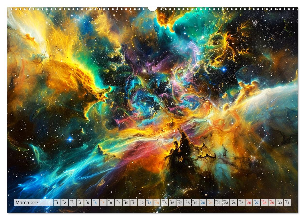 Dazzling Nebulae (High Quality Premium Wall Calendar 2027 DIN A2 landscape),CALVENDO 12 Month Wall Calendar: Discover the timeless beauty and profound ... stunning nebulae in breathtaking colors.