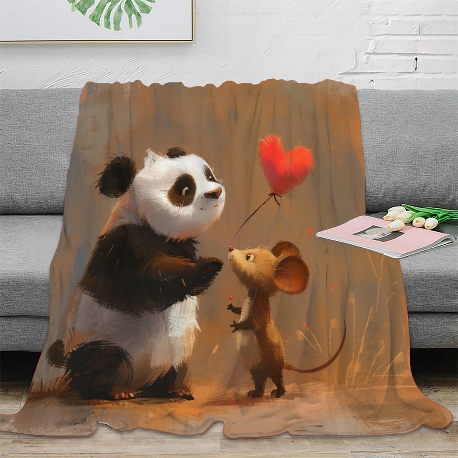 Coperta morbida in pile di flanella, con panda, regalo di compleanno per amici, famiglia, regalo di Natale per amici e partner, coperta natalizia per divano e letto, 200 x 230 cm