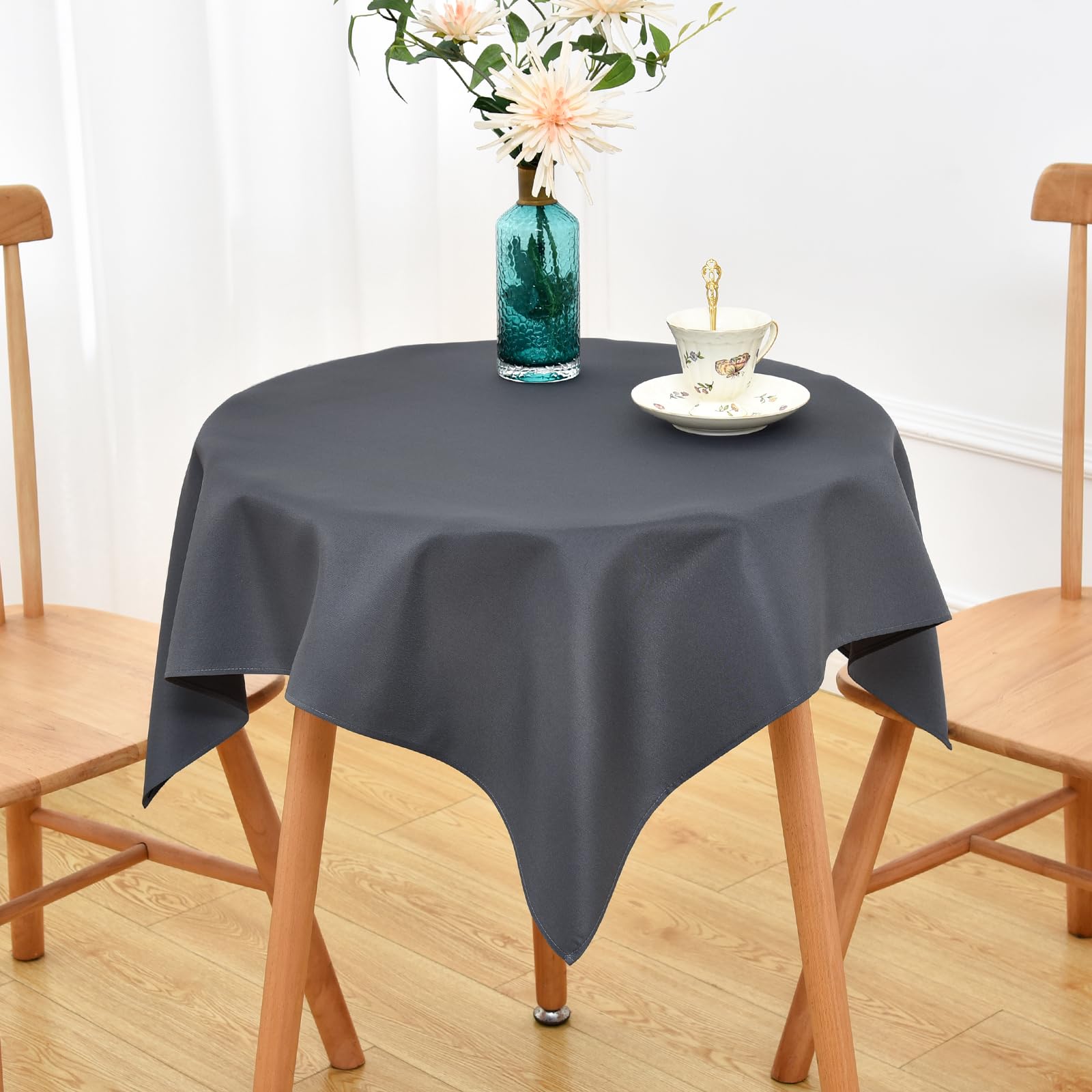 NEWISHER Grey Square Tablecloth, 92x92 cm (36x36 inch), Heavy Duty Polyester Fabric Tablecloths
