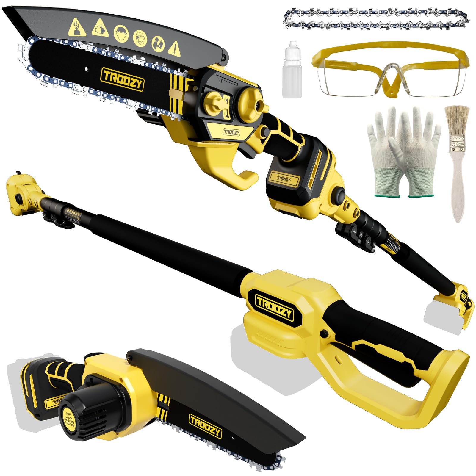 Amazon.com : TROOZY Cordless Pole Saw & Mini Chainsaw 2-in-1, 6