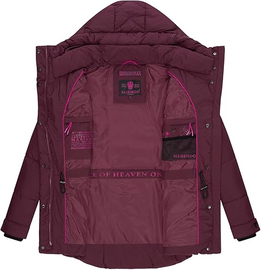 MARIKOO Dames gewatteerde winterjas stepp warm B947, zwart, L