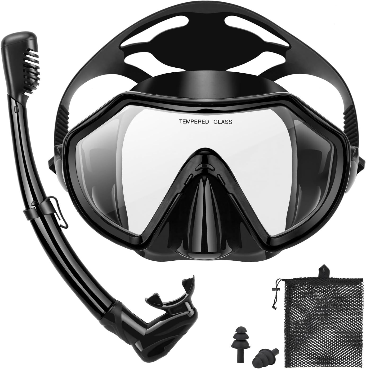 PIYAZI Snorkeling Gear for Adults, Dry Adult Snorkel Set HD Panoramic View Snorkel Mask Set, Anti-Leak and Anti-Fog Scuba Diving Package with Mesh Bag Ear Plug for Snorkeling Scuba Diving Travel