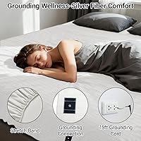 Vista 3 de Grounding Sheets Full XL, 90% algodón, 10% fibra plateada, sábana de cama con conexión a tierra, bolsillo profundo, mejora el sueño