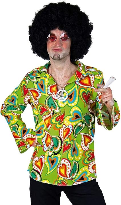 Amakando Sgargiante Camicia Anni '60 da Uomo/Verde M (48/50) / Colorata T-  Shirt Flower Power/Vestiti Perfettamente per Carnevale \u0026 Schlagermove :  Amazon.it: Abbigliamento
