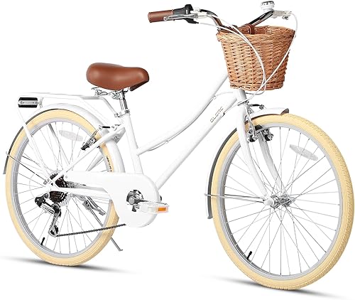 Glerc Bicicleta rosa con cesta para niños de 2 a 7 años, 12, 14, 16 pulgadas con campana y ruedas de entrenamiento