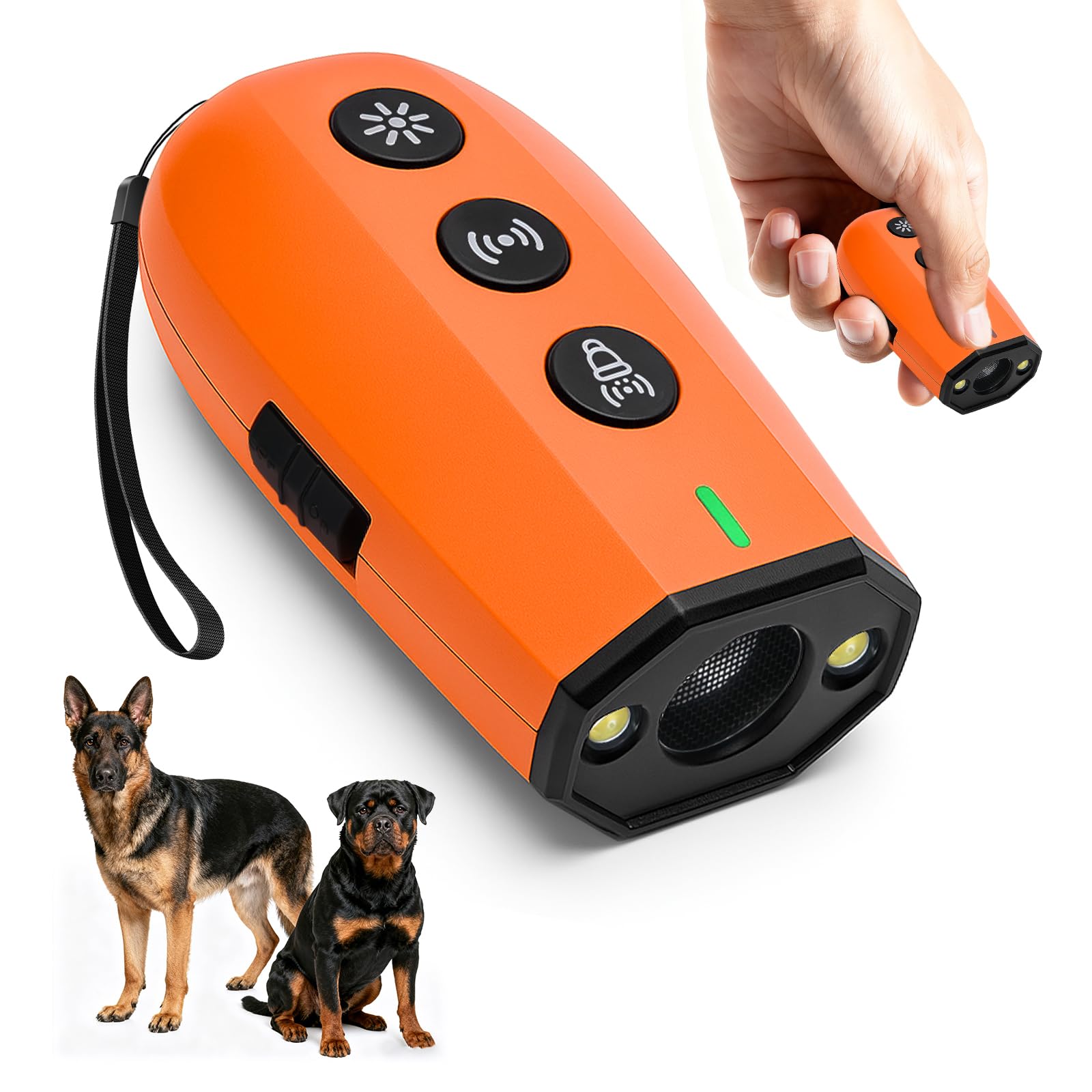 RoserRose Anti Bell Device Dogs, Anti-Bark Ultrasonic Device, Rechargeable Ultrasonic Dog Repellent with Frequency Torch, Dog Bark Stop for Small and Large Dogs Indoor and Outdoor Use