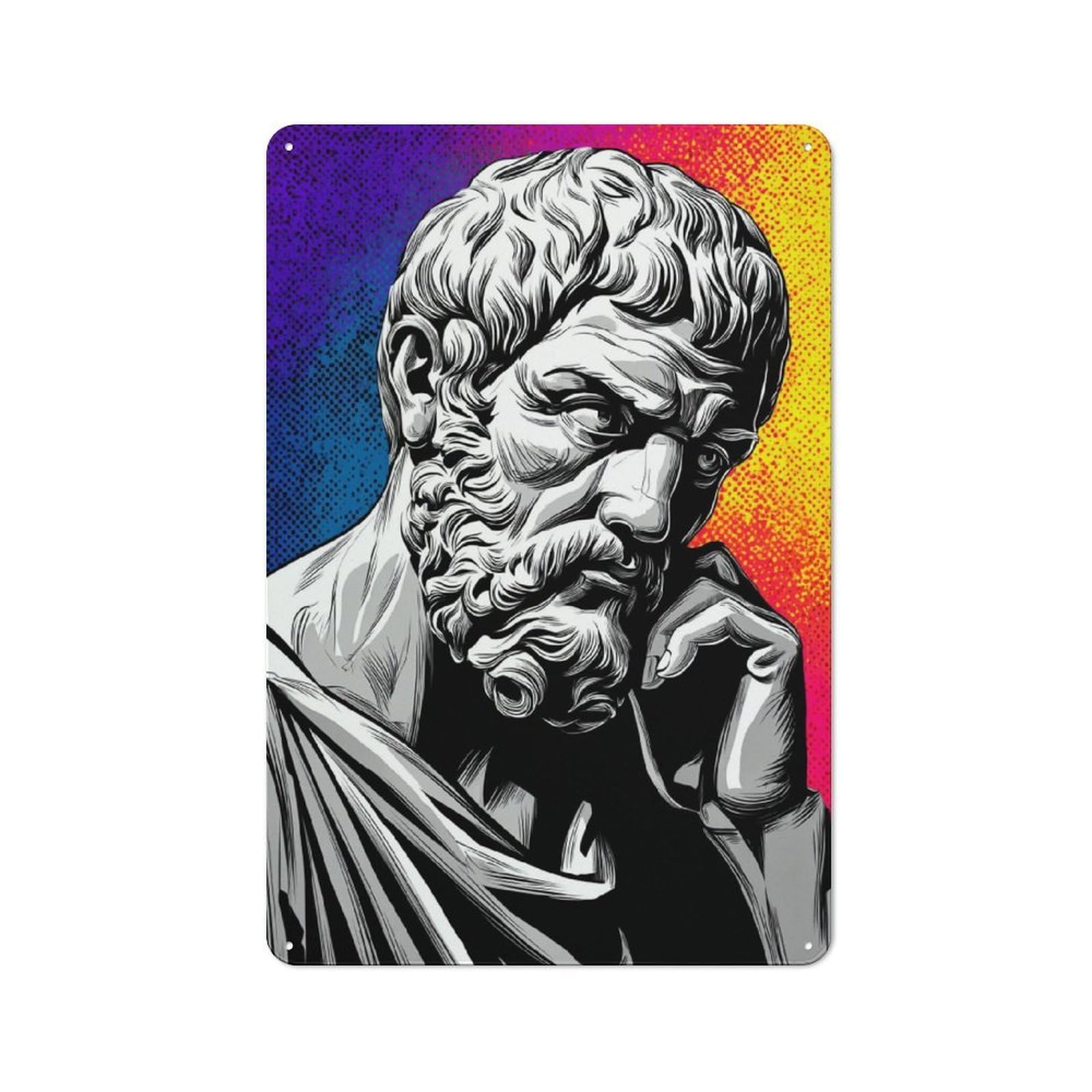 Junmoney Philosopher's Wisdom Timeless Insights -2 Printed Metal Sign 30X20cm For Hobby Room Or Studio, Gift Idea At Christmas For Creative Interior Collectors