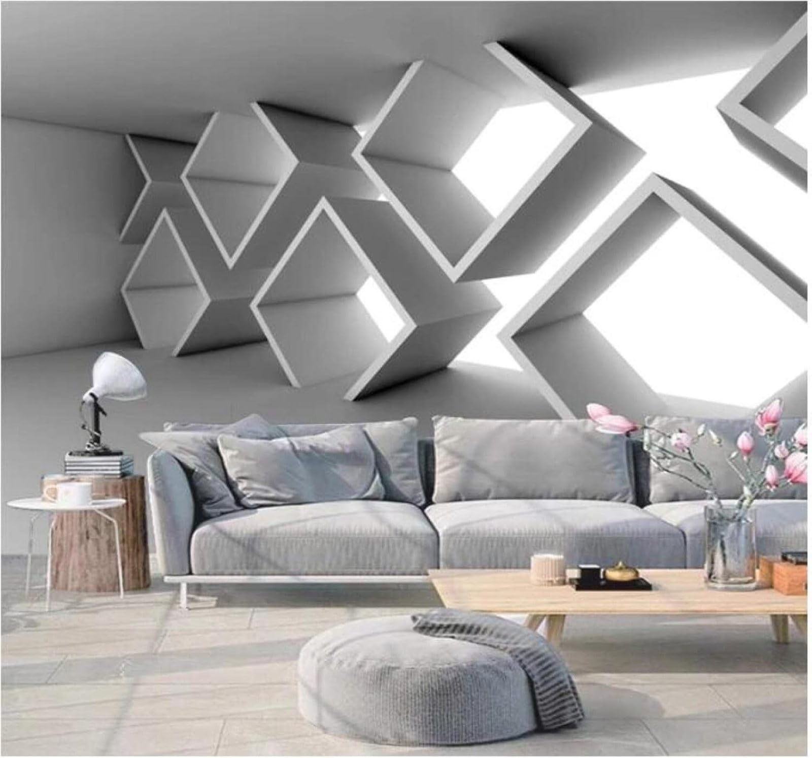 XLMING Abstract Three Dimensional Geometric Concrete Architecture Expanded Space 3D Wallpaper Luxury Home Dining Decor Paste Sofa Living Room The Wall for Bedroom Mural-400cm×280cm