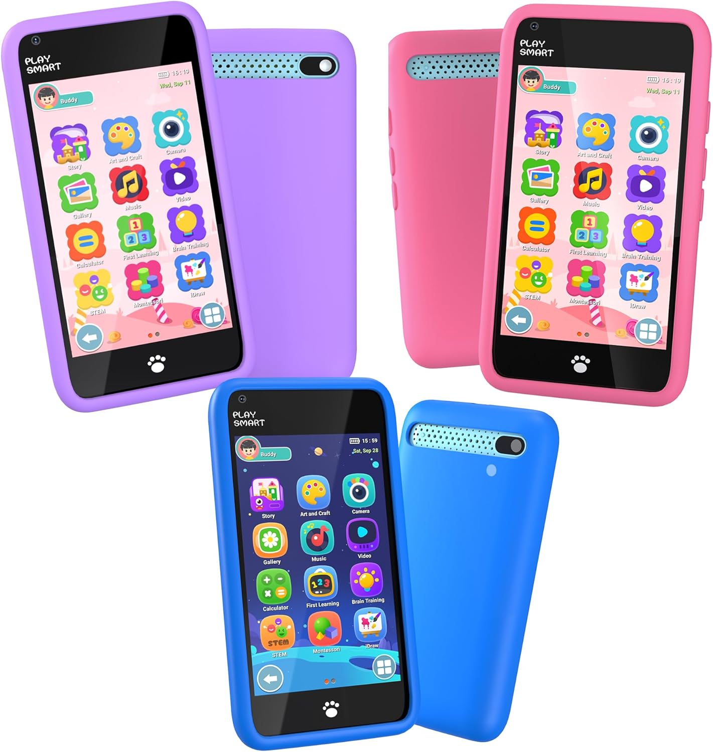 MOMILLA Kids Phone for Boys and Girls Pink Blue and Purple