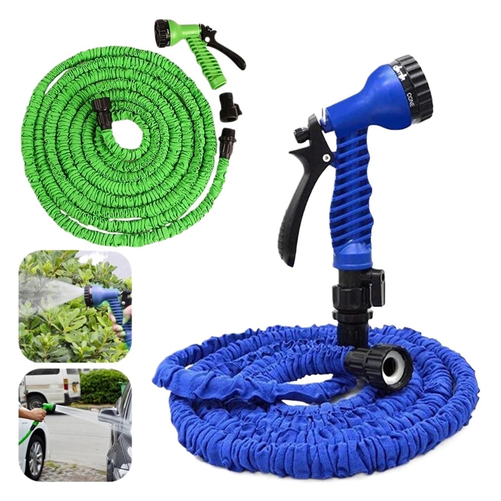 Manguera de jardín Manguera de agua expandible Manguera de jardín de alta presión Manguera de agua con pistola rociadora Manguera de agua mágica Manguera for lavado de autos Accesorios de jardín(Green
