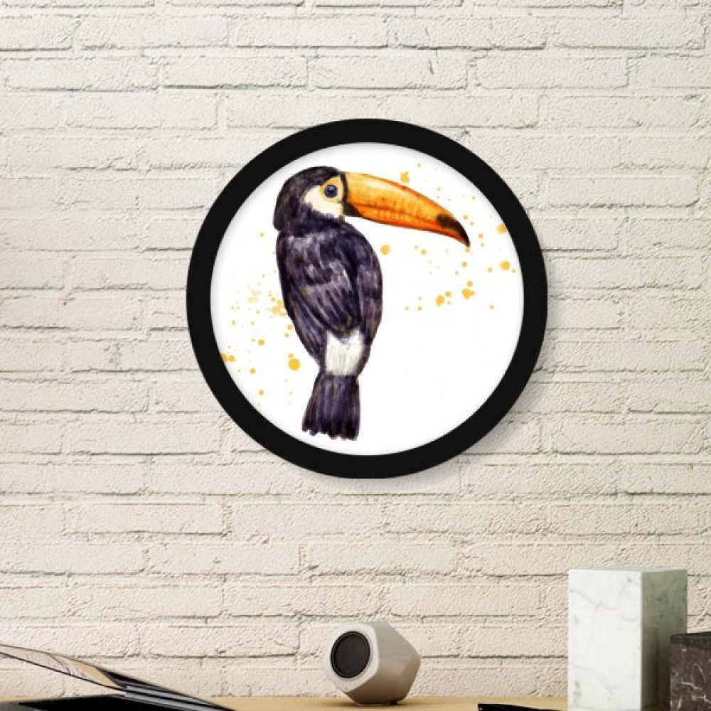 Cadre photo oiseau tropical Ramphastos Toco en bois noir rond taille S décor maison DIYthinker