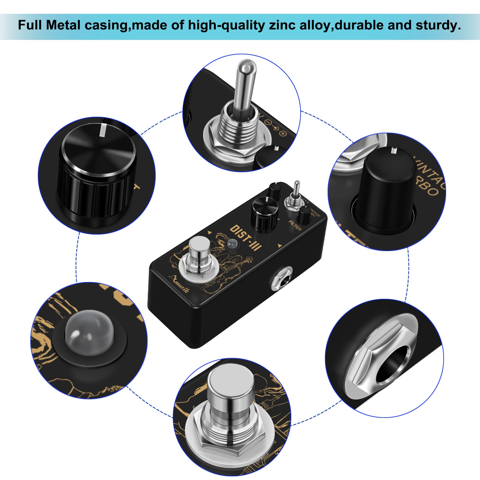 Amuzik Analogue Rat Distortion Pedal for Distortion Guitar Effects