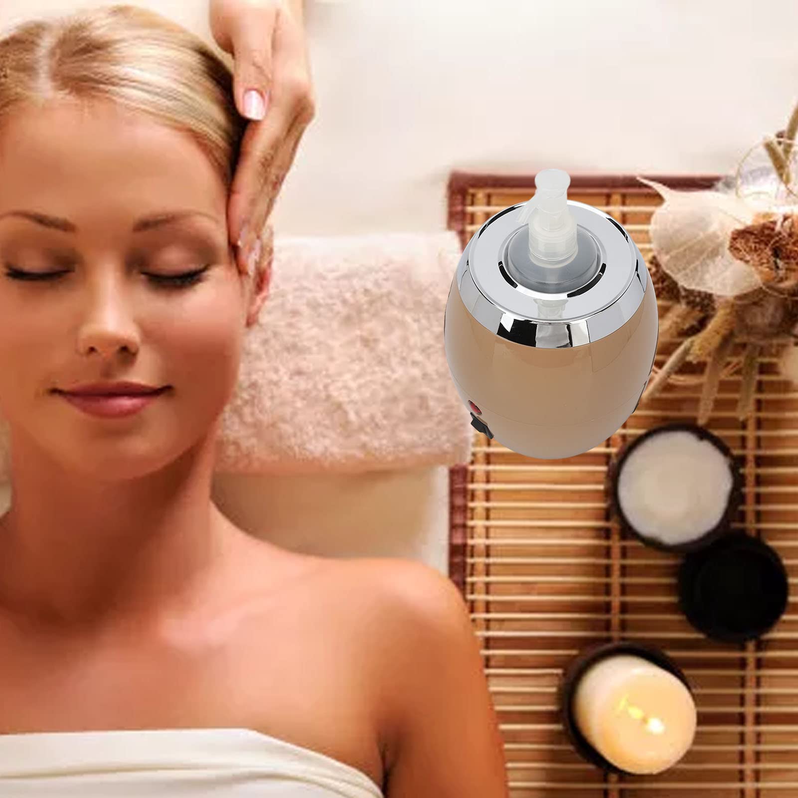 Airshi Réchauffeur d'huile de Massage à Une Seule Bouteille, Chauffe-Lotion à Une Seule Bouteille, Chauffage Léger à 360 Degrés pour Salon (Prise UE 220‑240V)