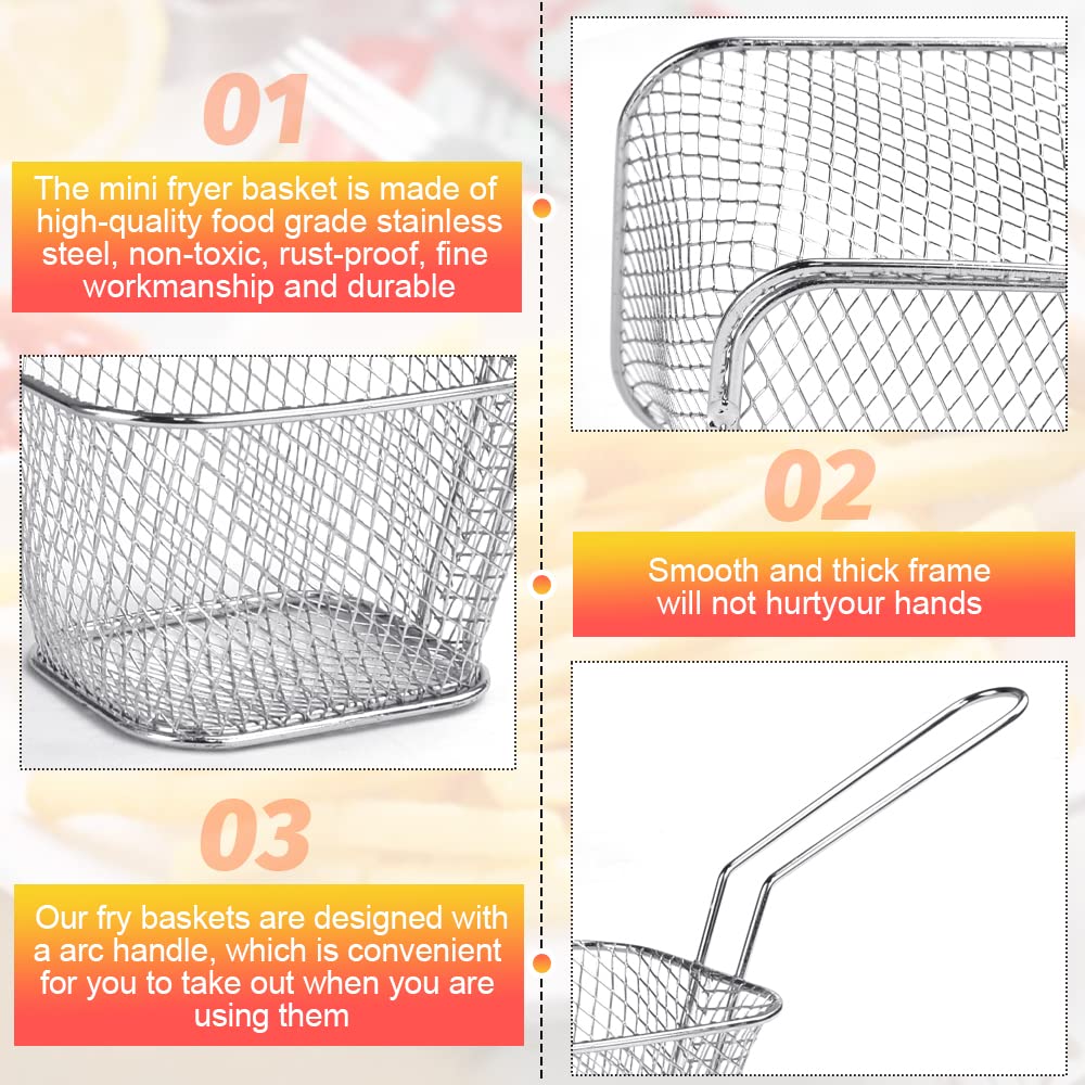 12 Mini Cestelli per Friggere in Acciaio Inox, Piccolo Cestello Friggitrice, Cestello Frittura, Espositore Alimentare per Patatine Fritte, Dita Di Pollo, Anelli Di Cipolla, Gamberi