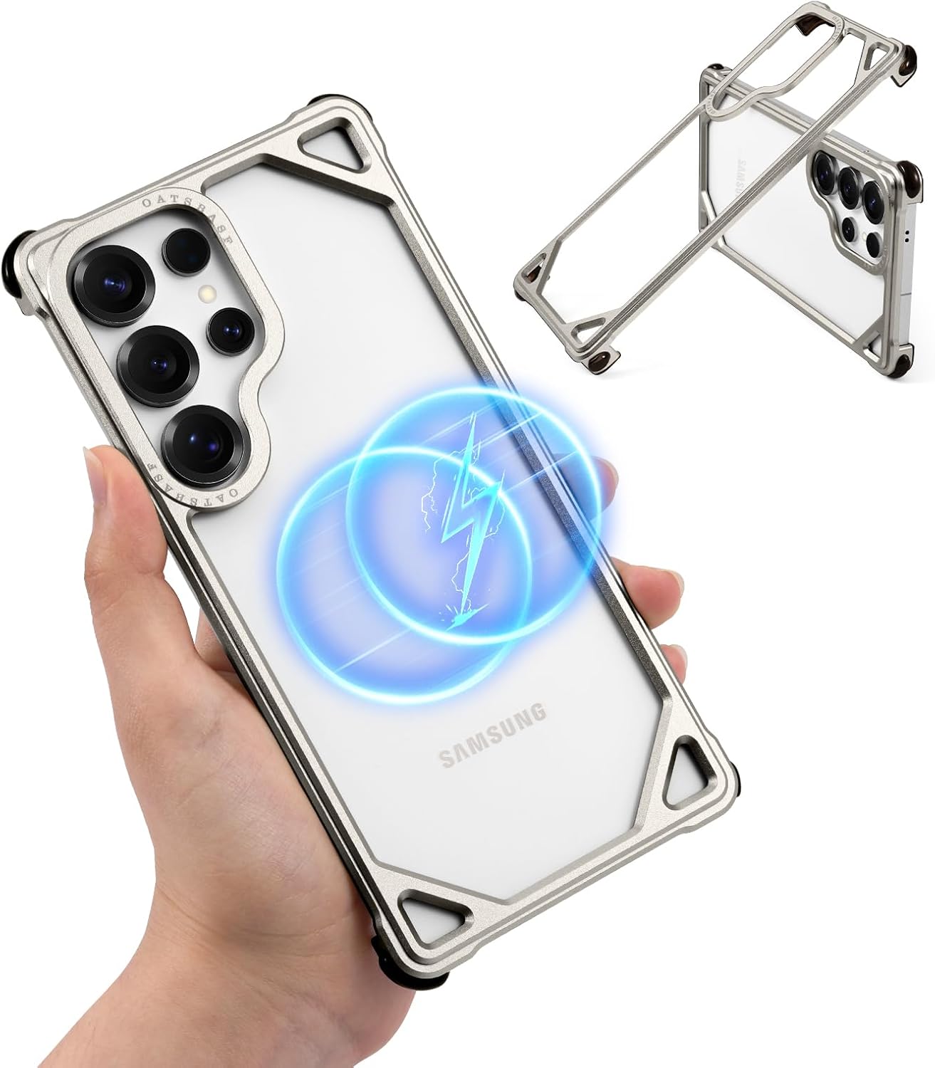 for Samsung Galaxy S26 Ultra Case Compatible with Magsafe, Aluminum Metal S26 Ultra Phone Case Slim Thin with S Pen Cutout, Shockproof Protection Minimalist Bumper Case for Galaxy S26 Ultra, Silver