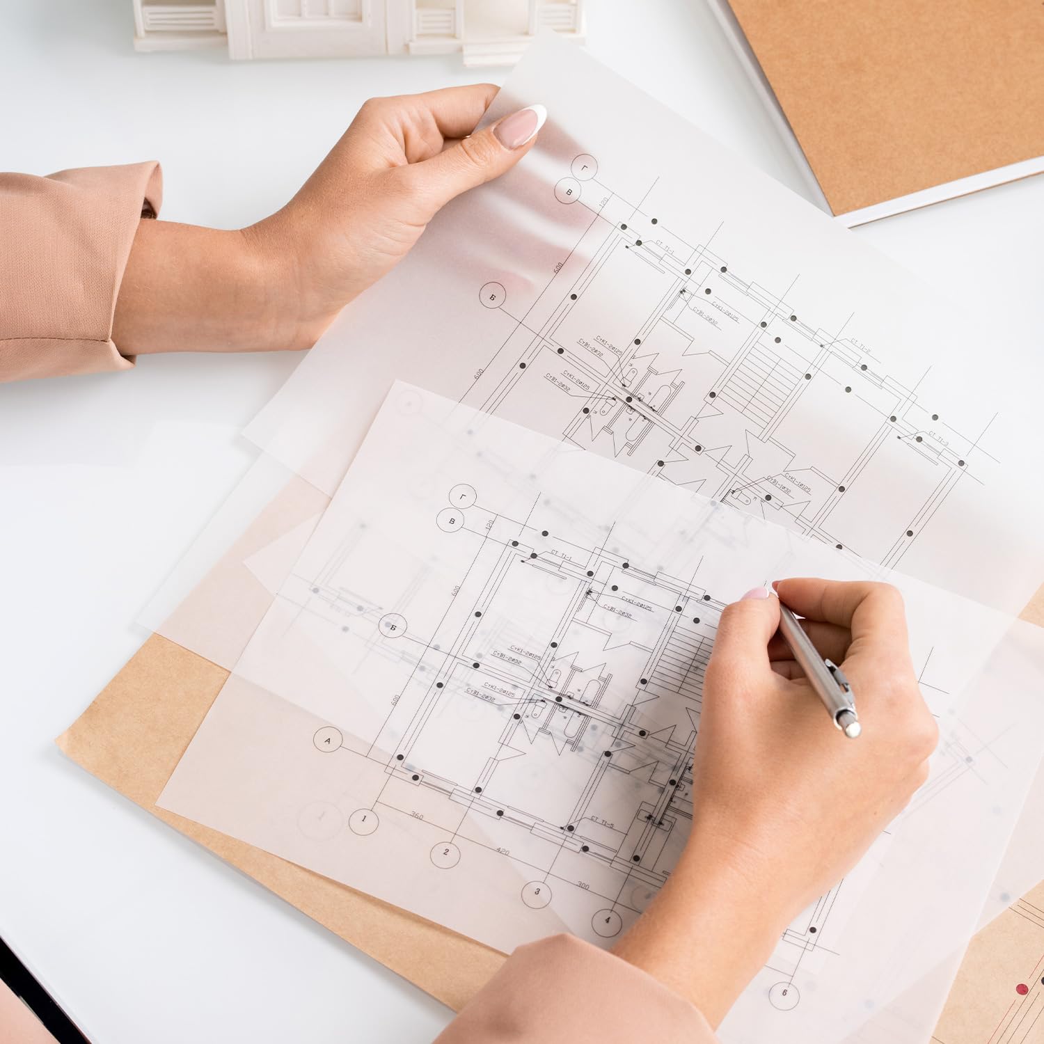 QWORK® Carta Lucida Stampabile A2 112 g/m², 25 Fogli, Carta da Ricalco per Disegno Tecnico, Architettura e Arte