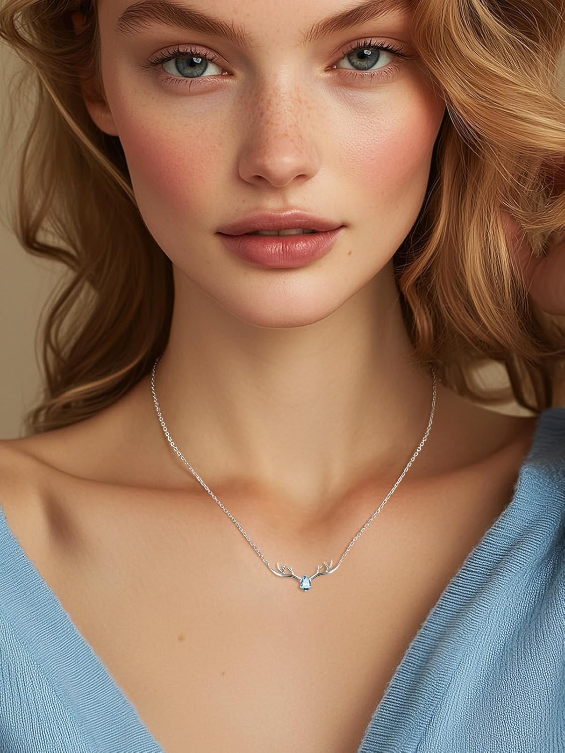 Silvora 925 Sterling Silver Deer Antler Necklace, Antler Deer Jewelry Antler Pendant Choker Birthstone Necklace Christmas Jewelry for Women - Image 4