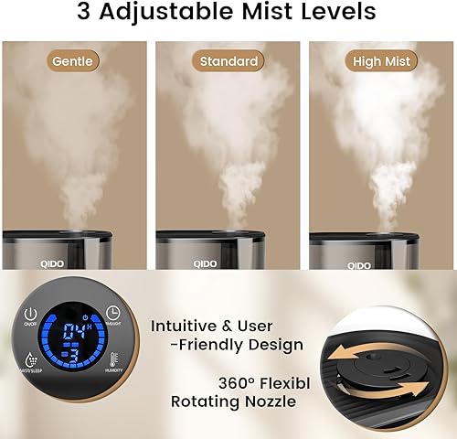 Miniatura 7 de COMHOMA Humidificadores inteligentes para dormitorio, humidificador de llenado superior de 5 L, difusor de aceite esencial para bebés y plantas, 3