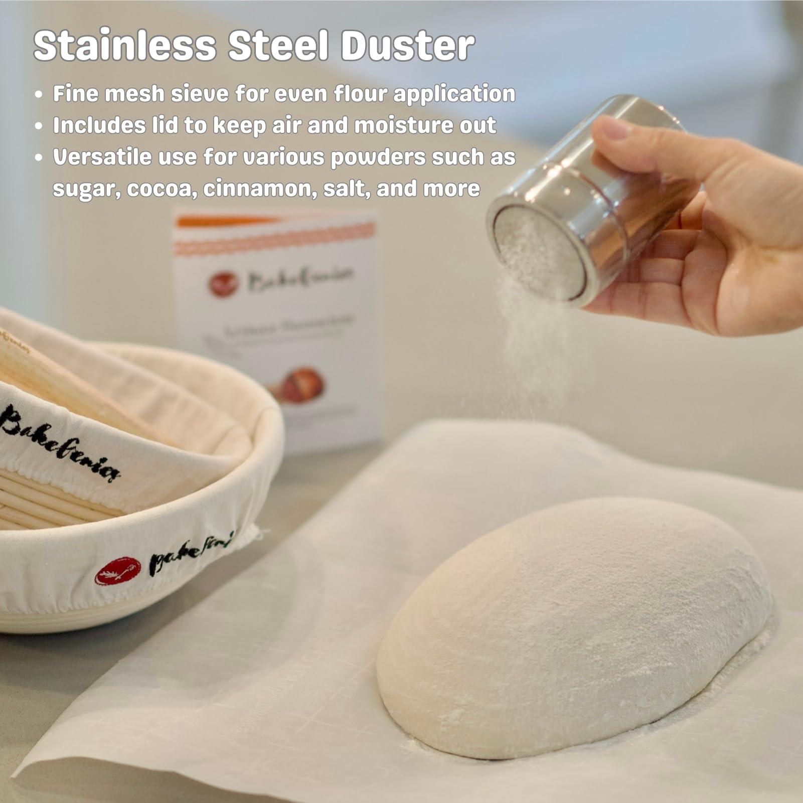 Artisan Bread Banneton Proofing Basket Set mit 2, 2 Stück, rund & 25,4 cm (10 Zoll), oval, mit Danish Whisk, Dough Cutter, Scraper, Flour Duster, Cleaning Brush, Bread Blade & 10 Klingen