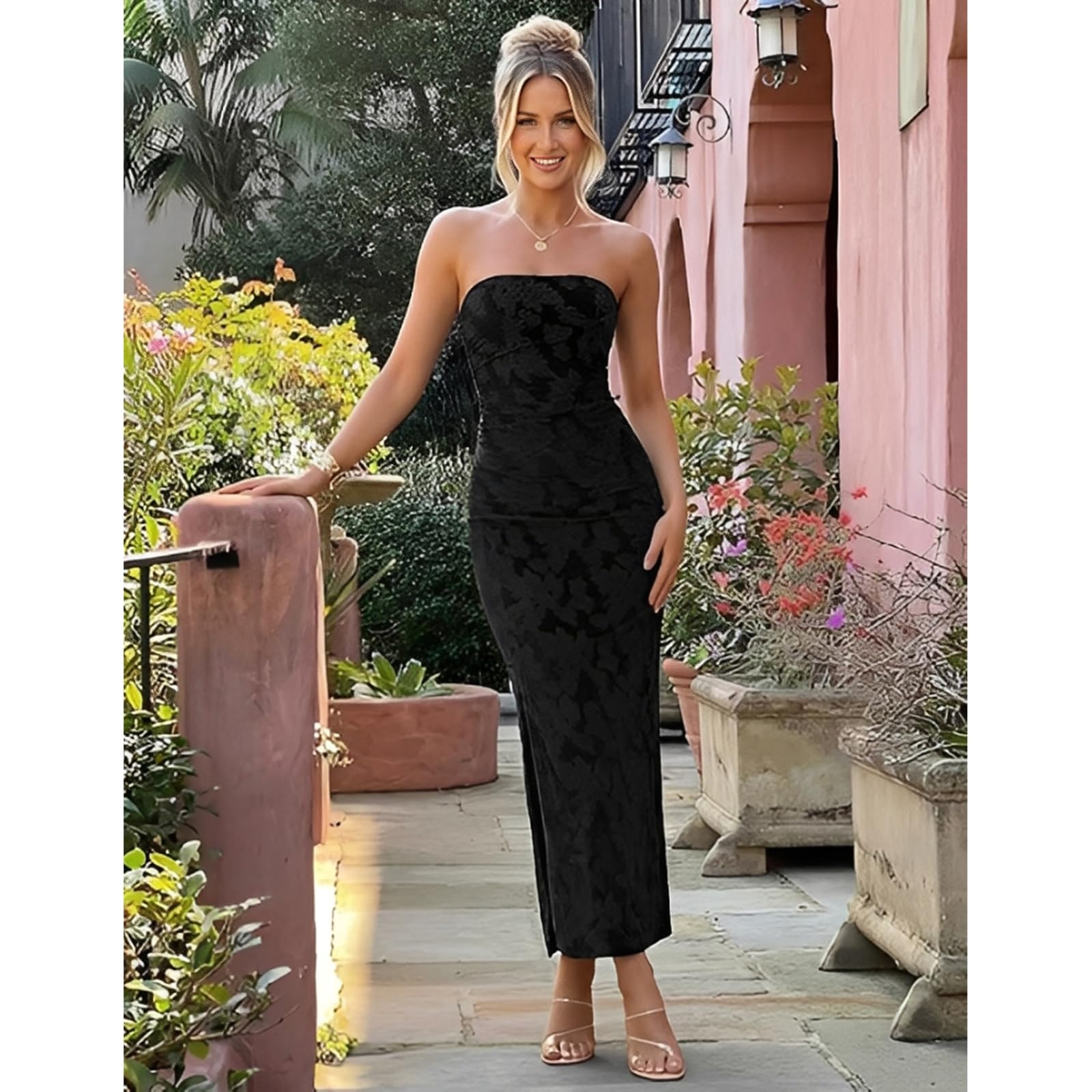 Vestito Maxi Lungo Donna Sexy Senza Maniche Vestiti Lunghi Aderente Bodycon Abito da Cocktail Spacco Tubo Top Club Abiti da Festa