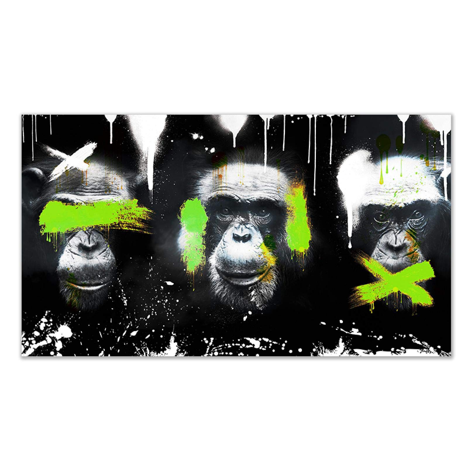 Set 3 Toiles Peinture Singes Drôles - Affiche Murale Animal Salon Décoration Maison 40x60cm