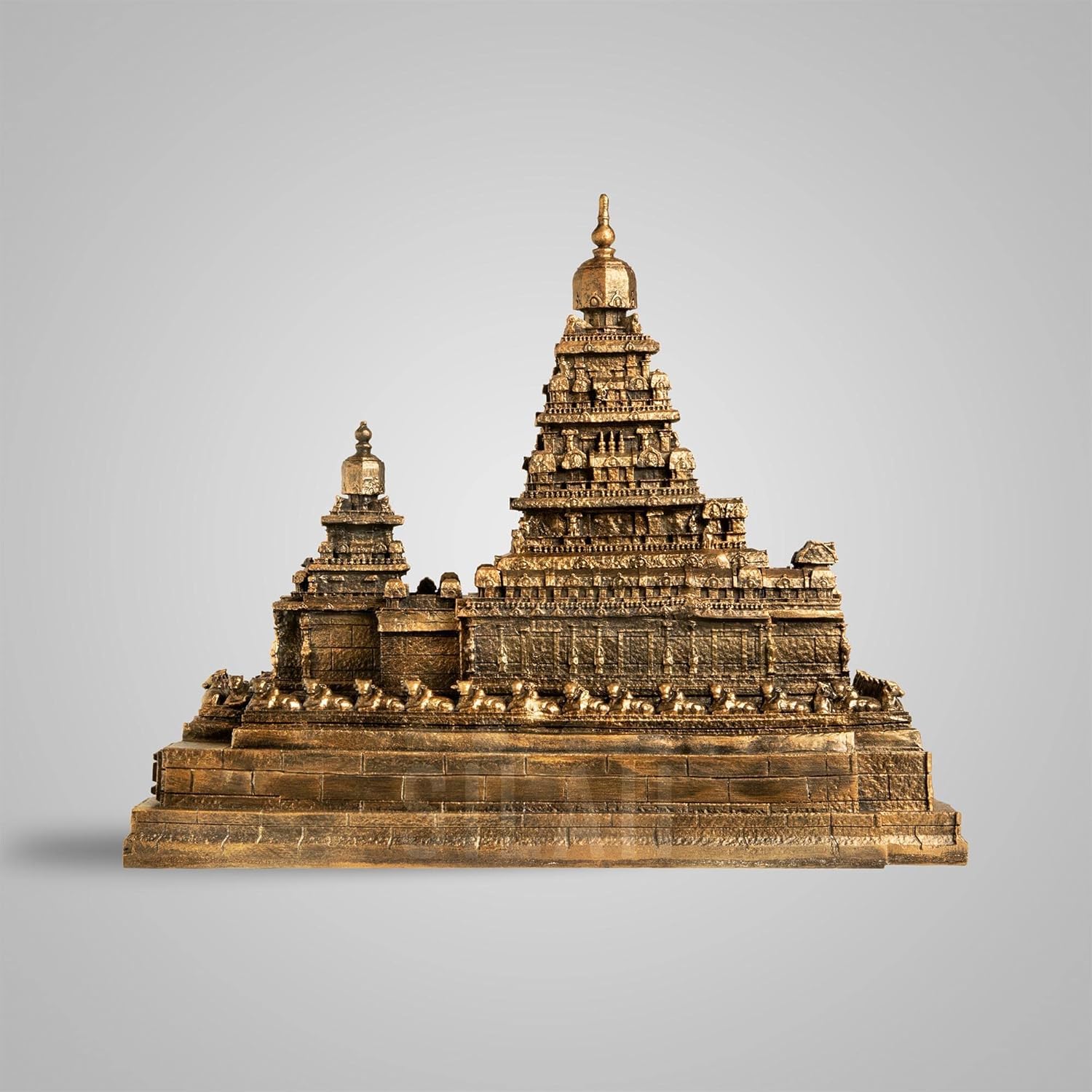 Mahabalipuram Shore Temple Sculpture - Antique Bronze -6