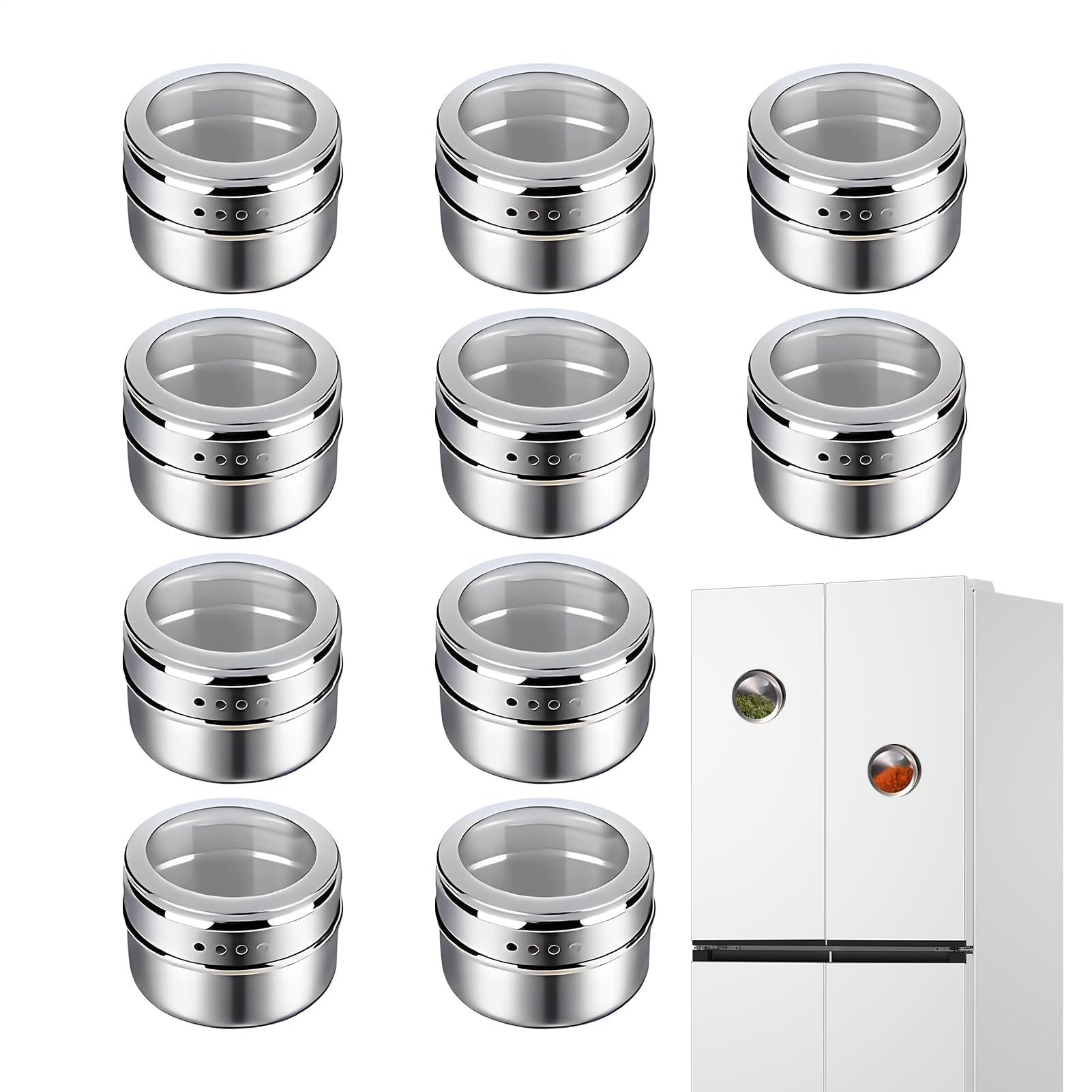 Botes para especias herméticos de acero inoxidable con tapa transparente para cocina