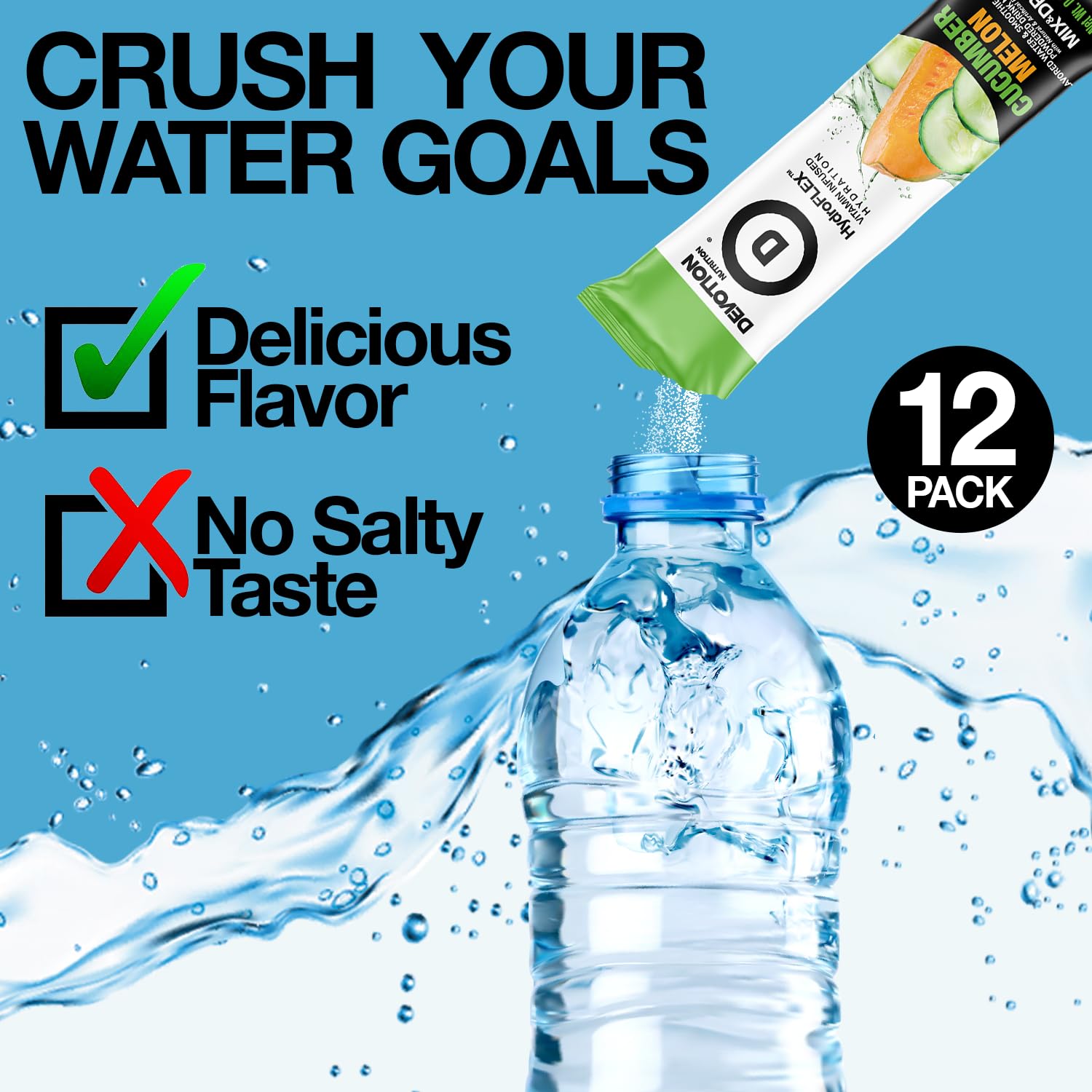 Devotion Nutrition HydroFLEX Water Flavoring Packets – Sugar-Free Hydration with Vitamins & Electrolytes – Dye-Free, Gluten-Free (4-Flavor Refresher Variety Pack) 12-Pack Drink Mix - Image 4