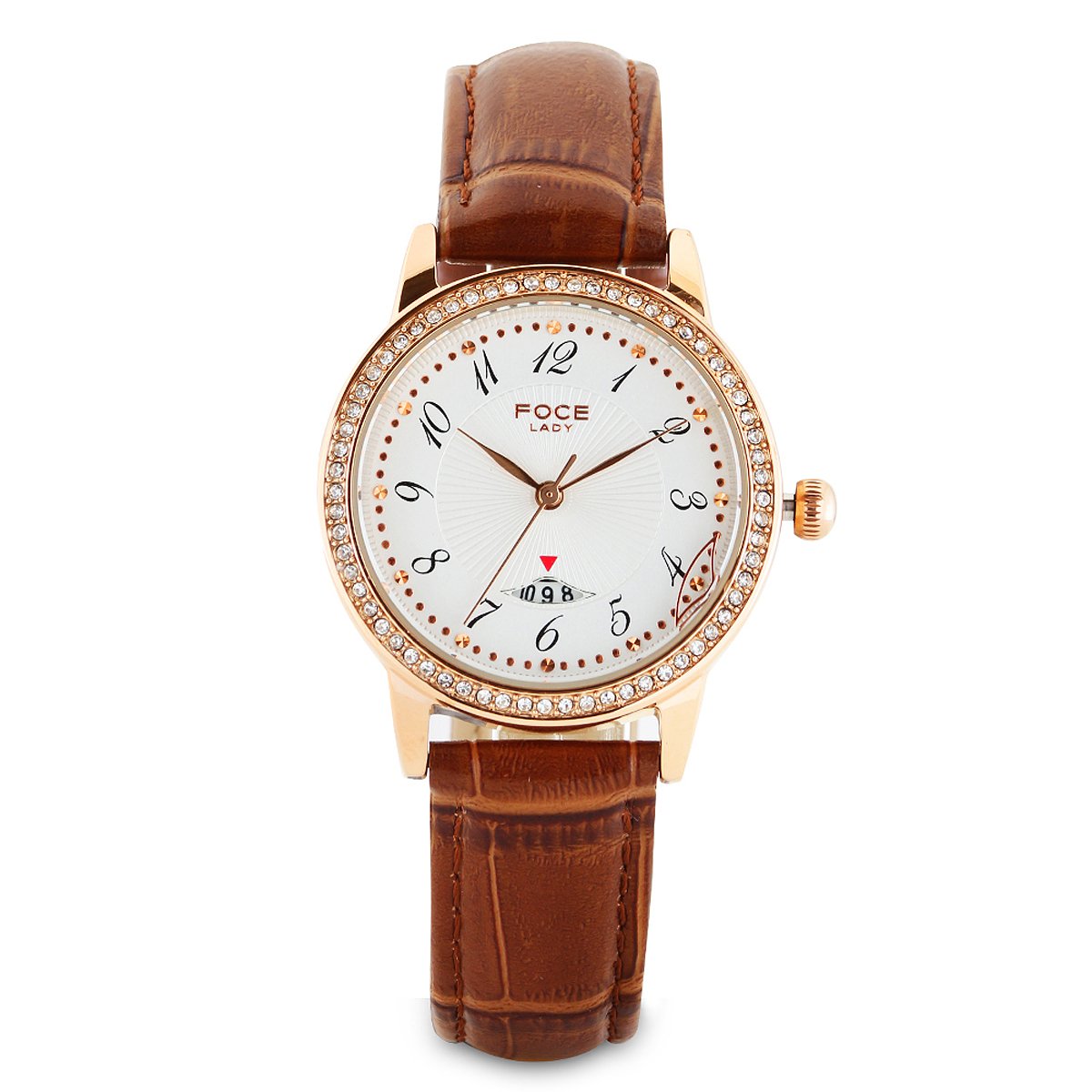 FOCE Multifunction White Dial Leather Strap Watch For Women-[FA22RGL-WHITE] (B078Q4D889) Amazon Price History, Amazon Price Tracker