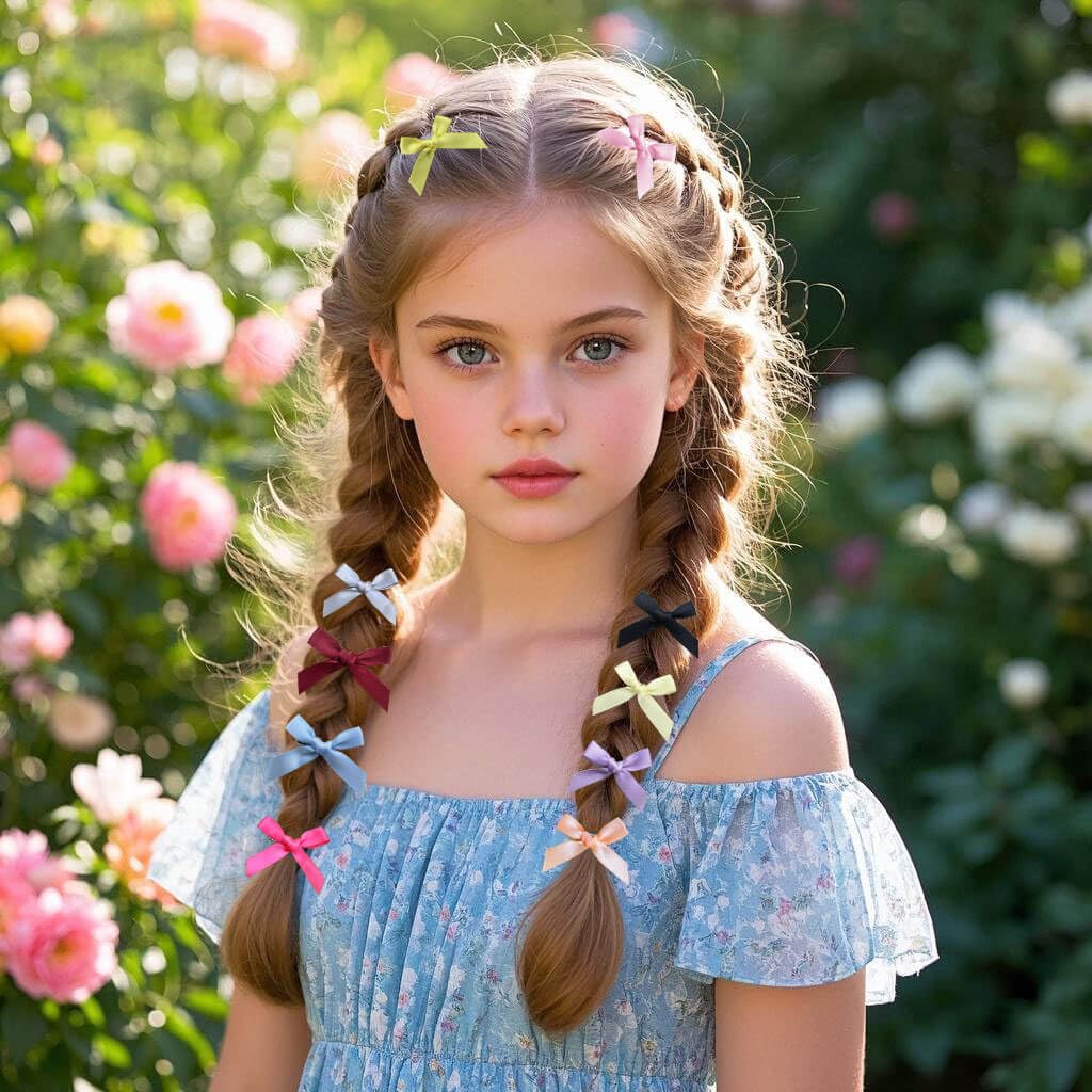 100 Pcs Hair Bows for Girls Women, Pink Bows Mini Bowknot Ribbon Barrettes, Cute Small Hair Clips Hair Accessories (10 Colors) - Image 5