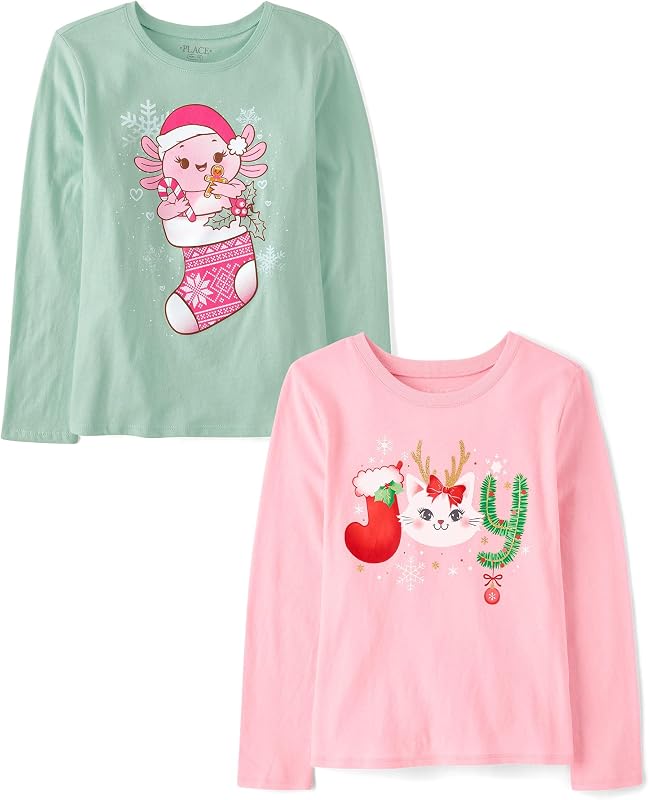 The Children's Place Kids' All Holidays,Birthdays Long Sleeve Graphic T-Shirts,2 Pack